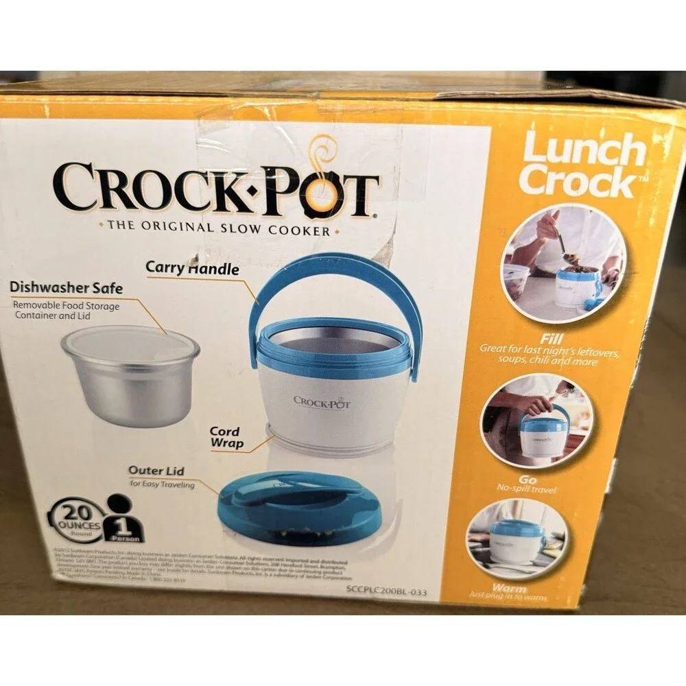 Crock-Pot Lunch Food Warmer Personal Mini Travel Slow Cooker Blue 20 Oz NIB